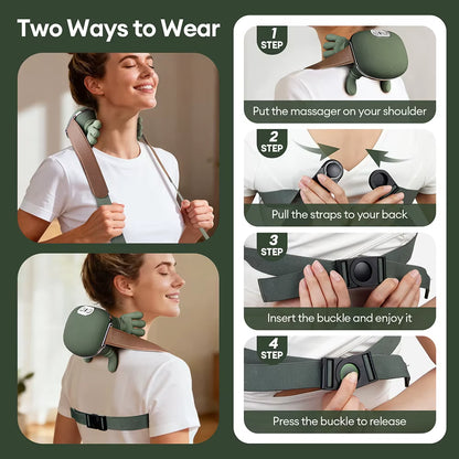 4D Bionic Finger Neck Shoulder Massager Wireless Neck Cervical Trapezius Kneading Massage Shawl Brushless Motor Neck Masajeador