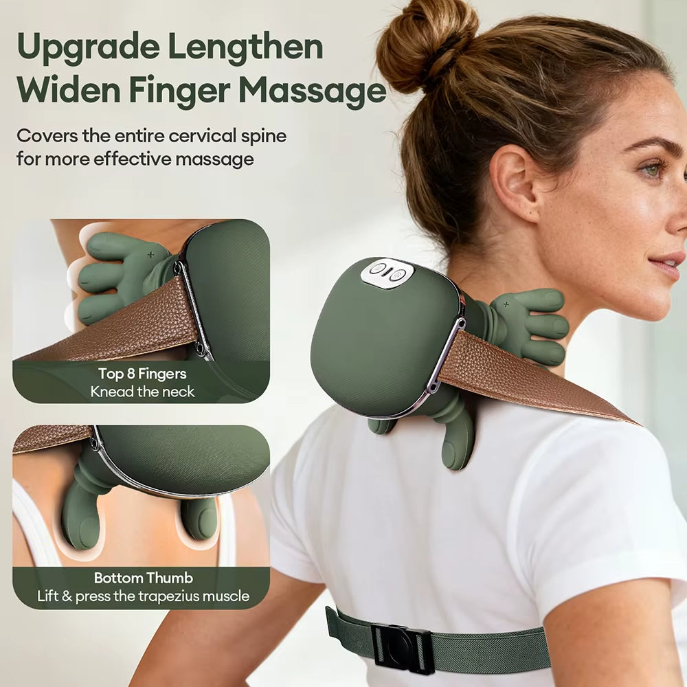 4D Bionic Finger Neck Shoulder Massager Wireless Neck Cervical Trapezius Kneading Massage Shawl Brushless Motor Neck Masajeador
